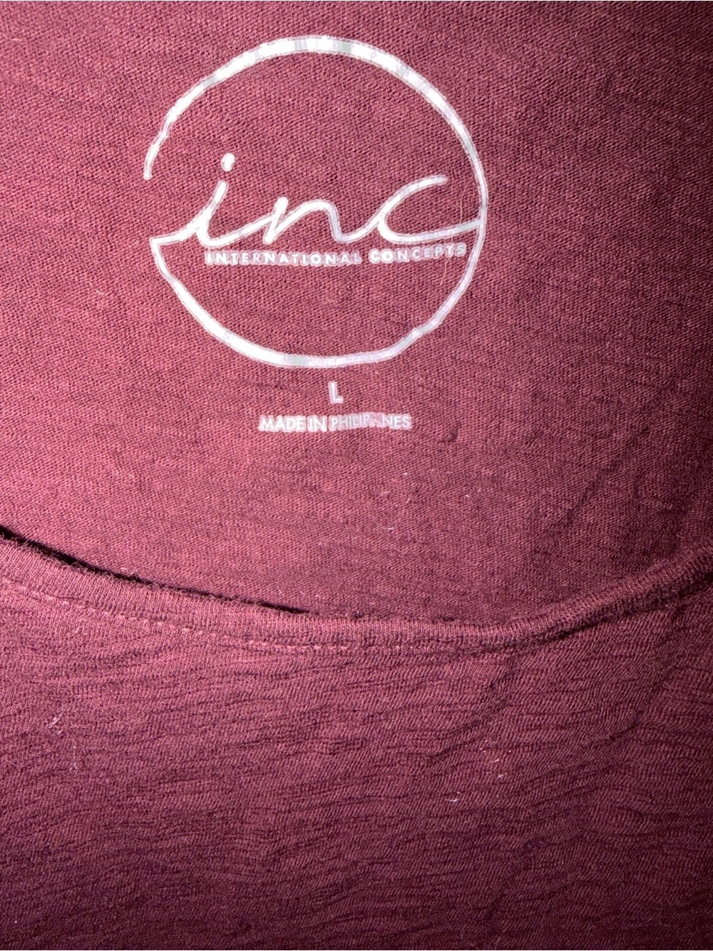 INC International Concepts Burgundy cold shoulder Knit Top - Picture 3 of 5
